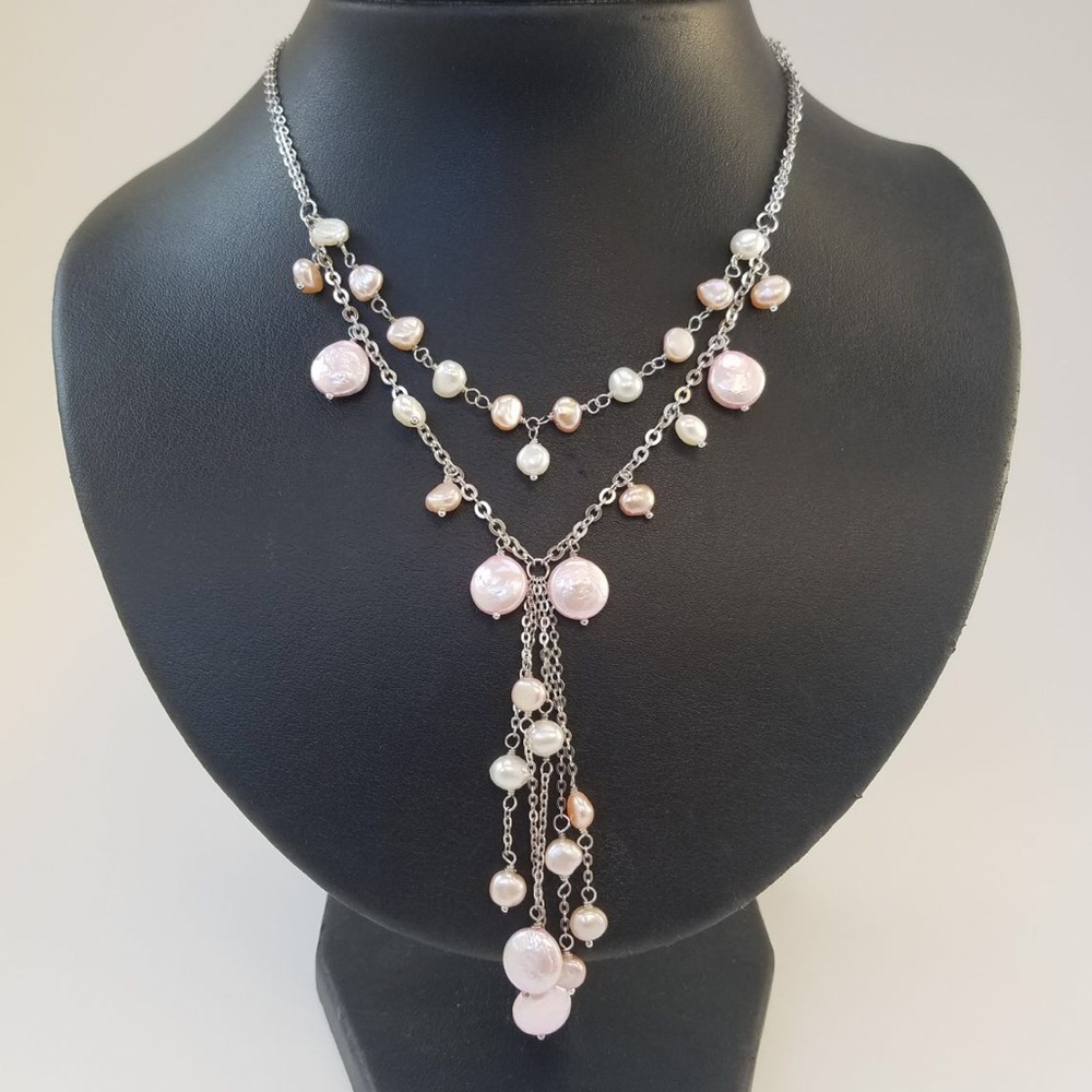 Elegant freshwater multi-color pearl necklace💖